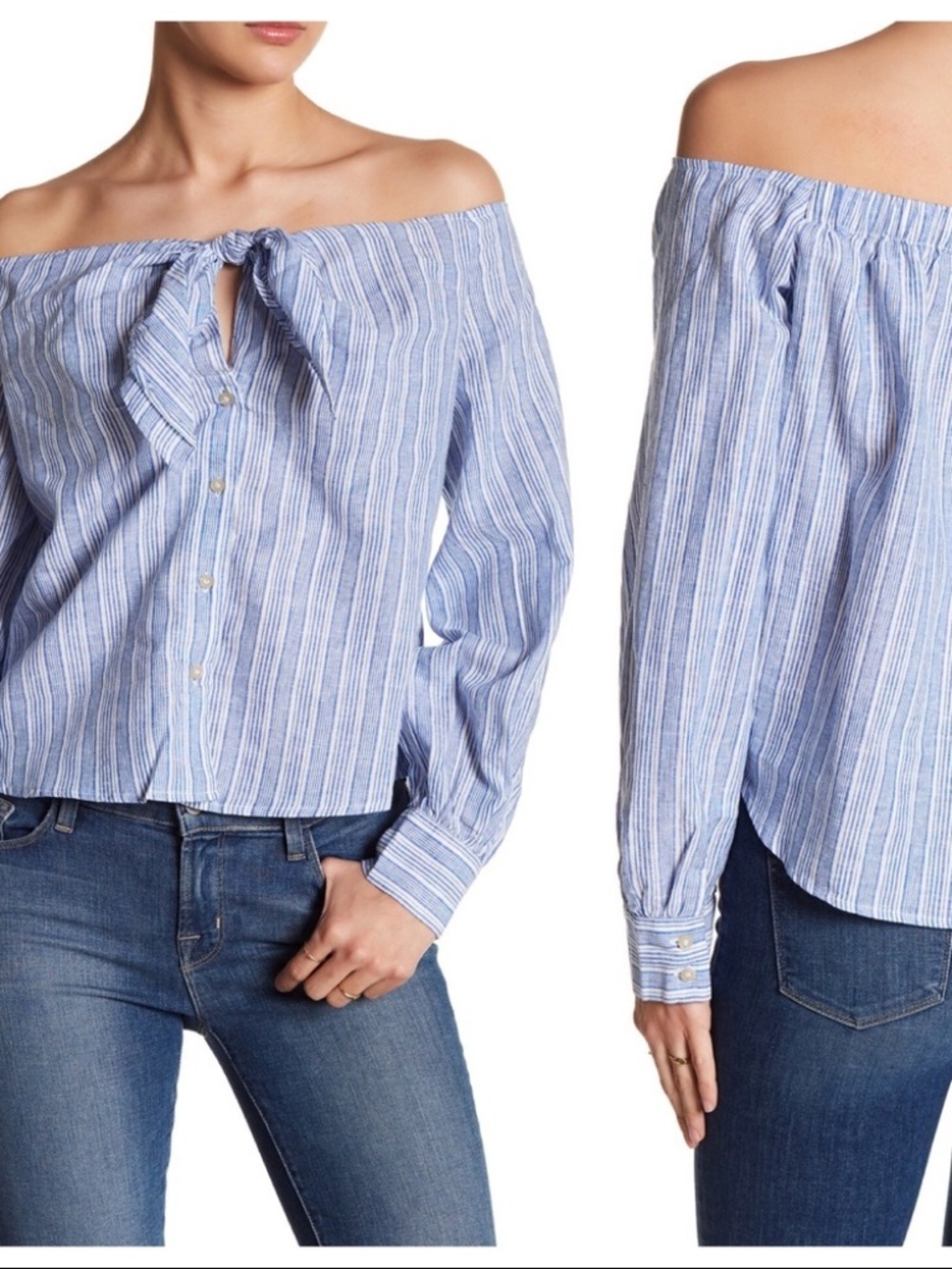 Free People Beautiful Off-the-Shoulder Shirt 0302 - Picture 2 of 6